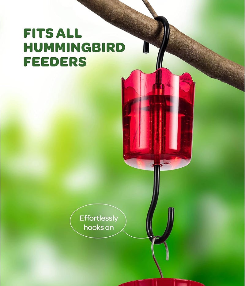 SEWANTA Ant Moat for Hummingbird Feeders Ant Guard Keeps Away from Feeders, Made of Durable Plastic, Red Color/Rustproof S Hooks, Suitable for All Hummingbird Feeders - Image 2